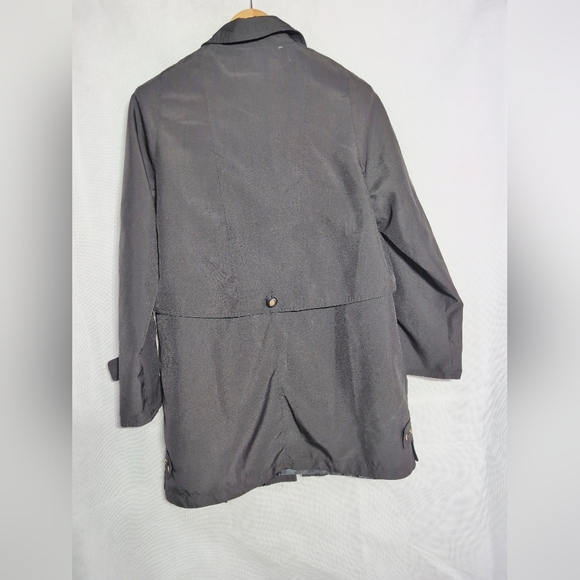 Vintage Fen-Nelli Sz 7/8 Women's Belted Black Raincoat - Picture 4 of 7